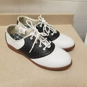 50s Saddle Oxfords black & white shoes size 7.5